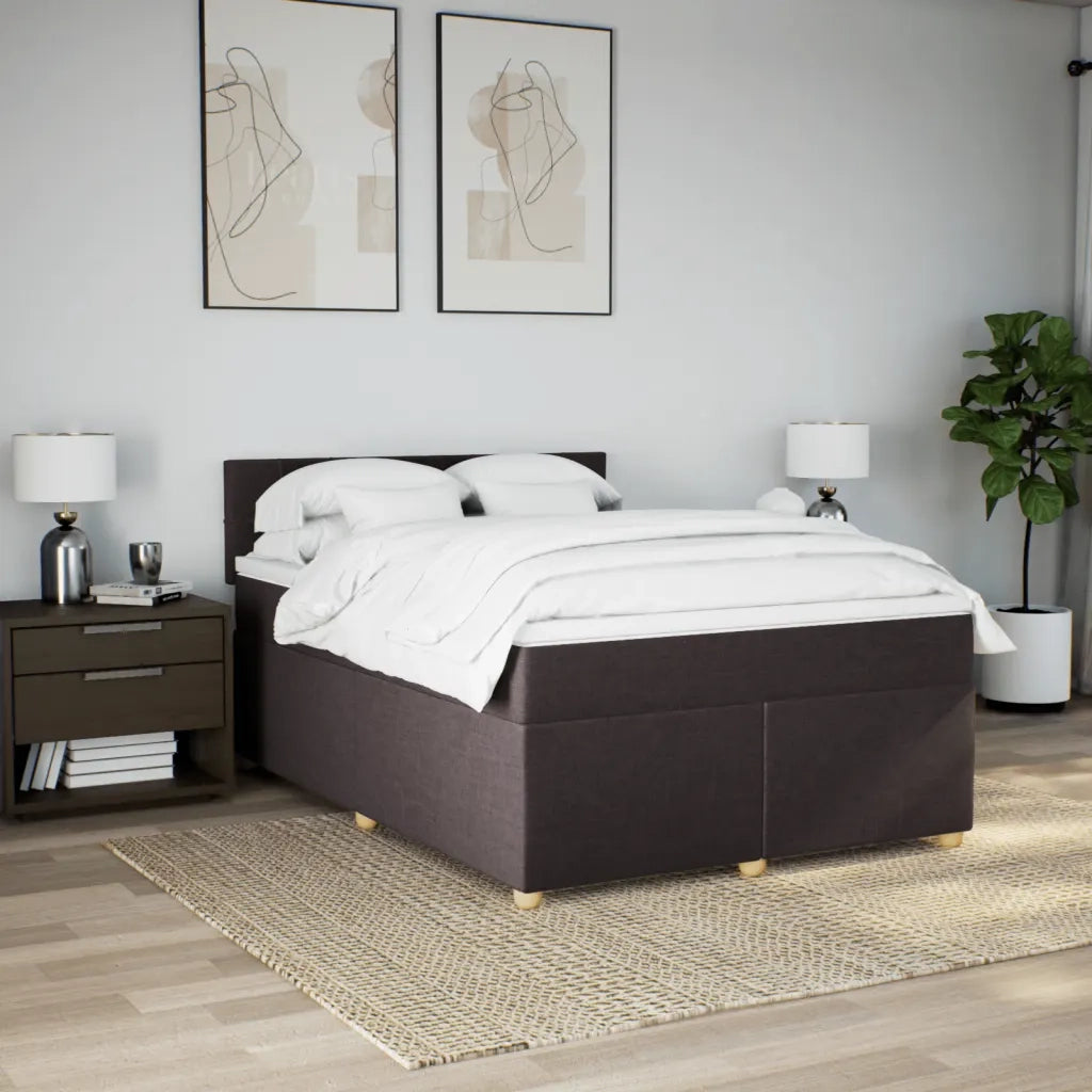 Giroletto a Molle con Materasso Marrone Scuro 140x200cm Tessuto 3286706