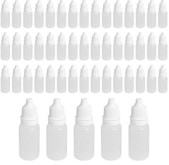 Flessa a gocce 10 ml - Flessa a gocce con siringa - Plastica - 50 pezzi - Sterilizzabile - Per liquidi come oli e vernici - Flessa a gocce