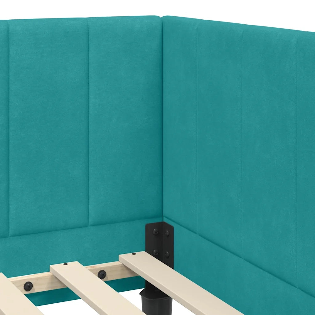 vidaXL Cornice del letto ad angolo Turchese 80 x 200 cm Velluto