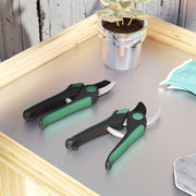 Set di cesoie da giardino 2 pezzi con lama bypass e a incudine, impugnatura ergonomica, verde/nero