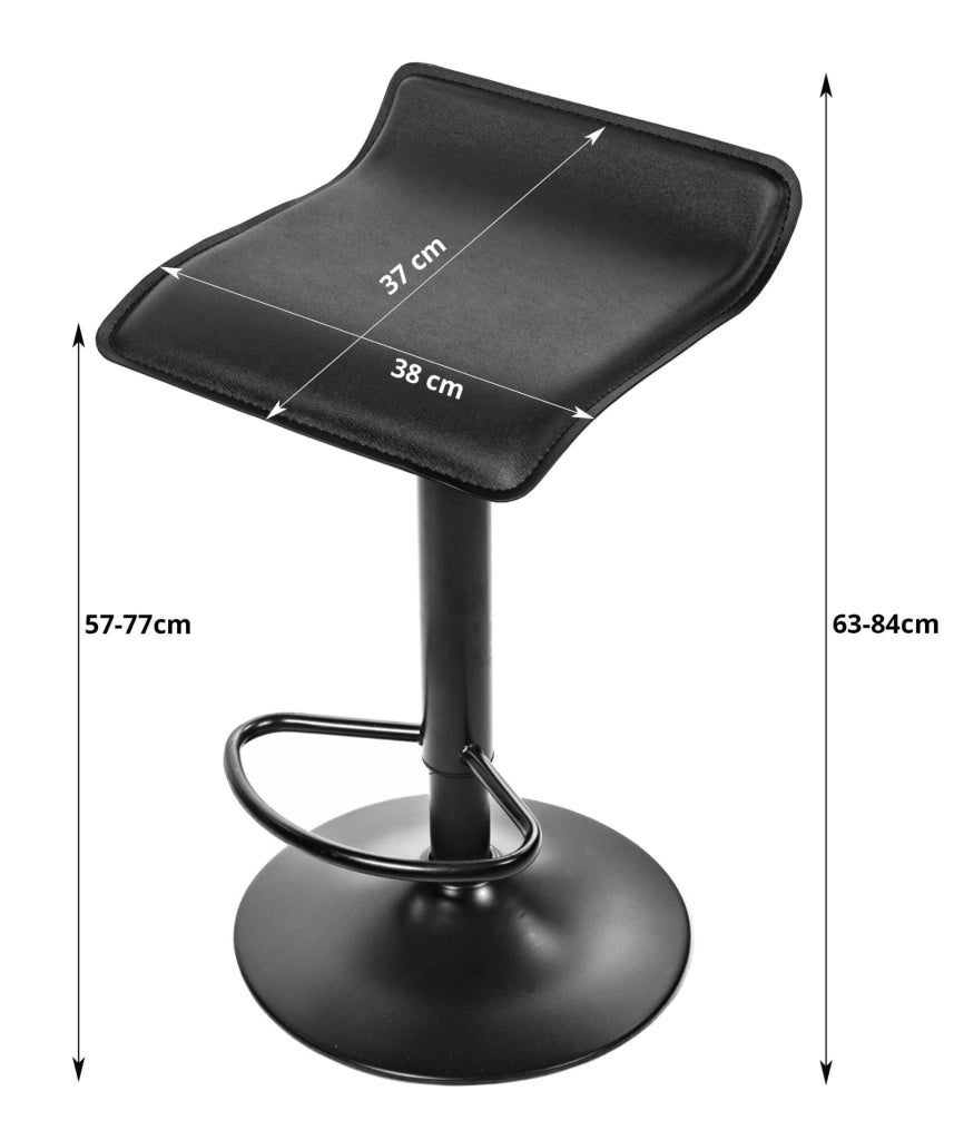 Sgabello girevole Valora YERR in ecopelle nera con base nera e poggiapiedi x 2