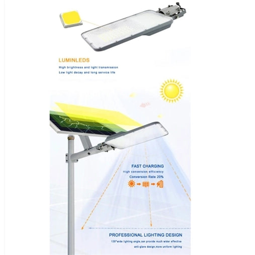 Lampada Stradale 200W Fotovoltaico Energia Solare Dimmerabile KIT Completo SOL-11-200W
