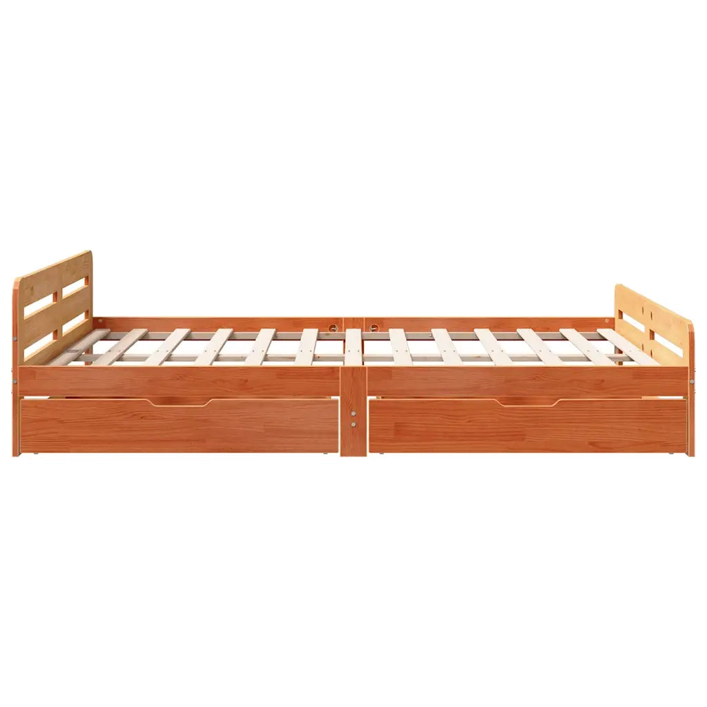 Letto senza Materasso Marrone Cera 160x200 cm in Legno di Pino