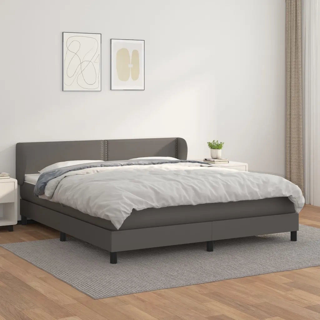 Giroletto a Molle con Materasso Grgio 180x200 cm in Similpellecod mxl 93008