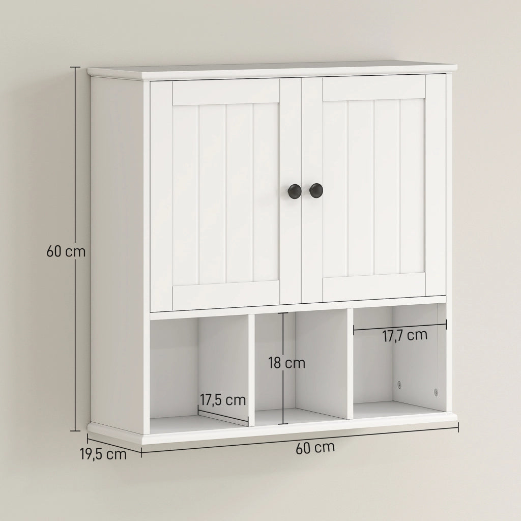 Armadietto da Bagno Sospeso con 2 Ante e Ripiani Regolabili ¨C Minimal ¨C Bianco 60x30x