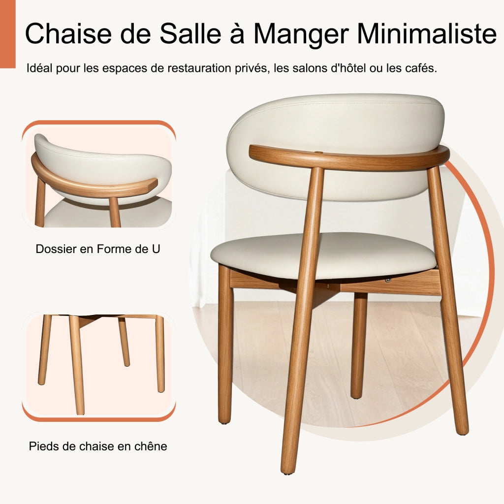 SEDIA da pranzo Set 2 pezzi in PU bianco con gambe in legno di quercia