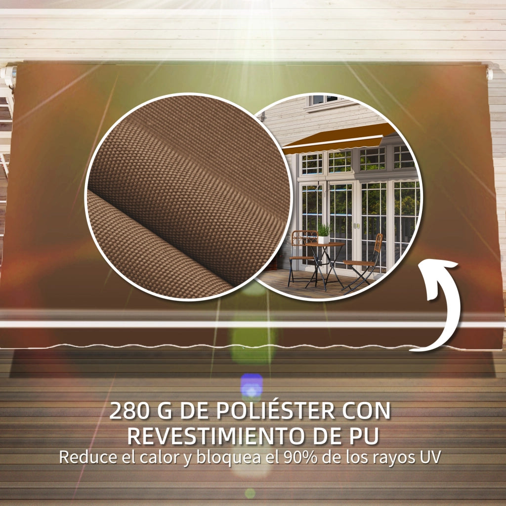 Tenda da Sole a Braccio Estensibile con Manovella ¨C Xylo ¨C Alluminio Poliestere 295x245 cm Marrone