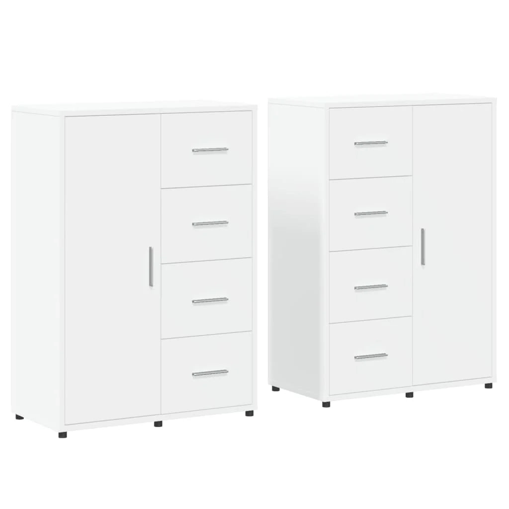 Buffet credenza cassettiera armadio mobile contenitore organizer per cucina soggiorno salotti set da 2 60 x 31 x 84 cm legno ingegnerizzato bianco 02_0036679