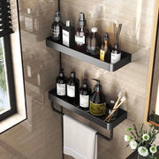 Set di doccia a due pezzi in lega di alluminio con appendiasciuga - 40 cm - kit di installazione senza foratura - adatto per bagni e toilette.