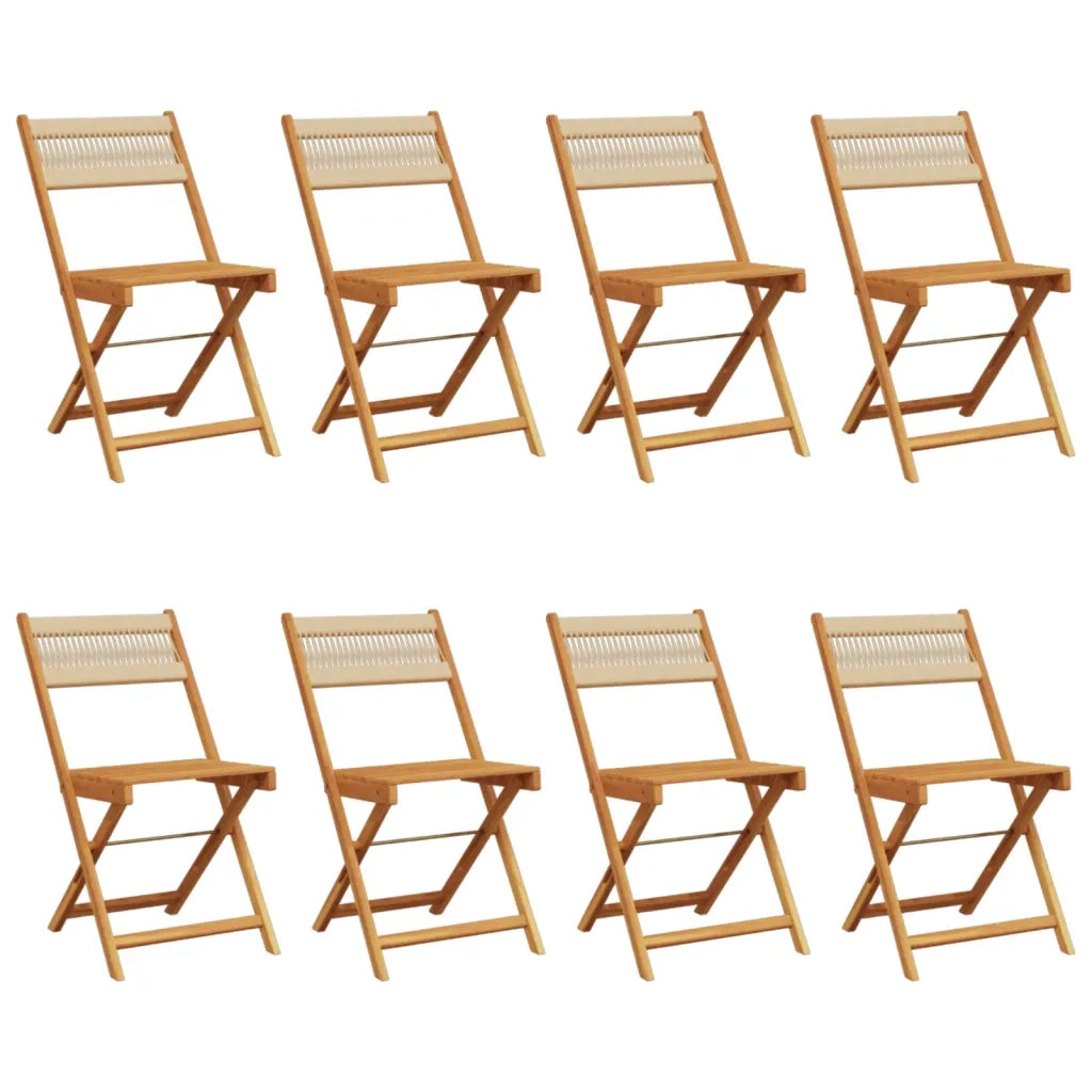 Sedie da Giardino Pieghevoli 8pz Beige Legno Massello di Acacia