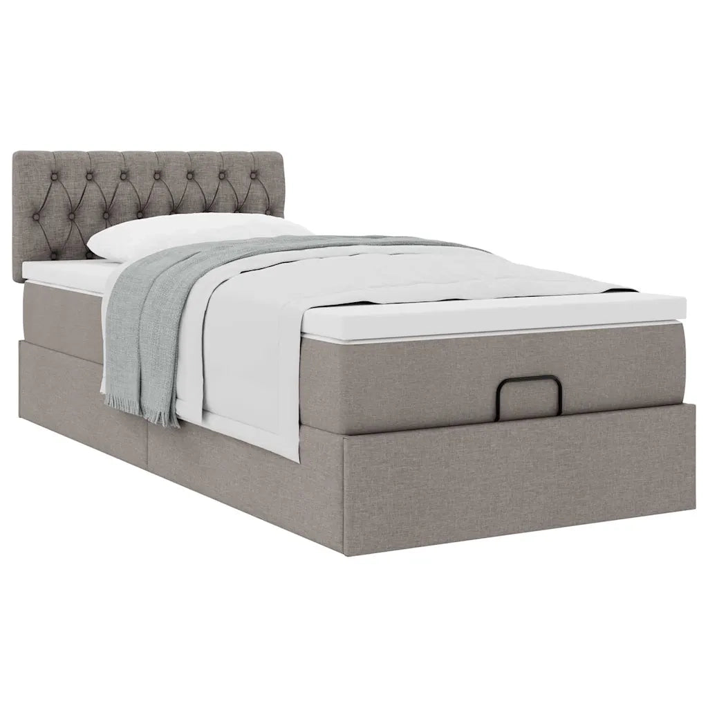 vidaXL Struttura Letto Pouf con Materasso Tortora 90x190 cm in Tessuto