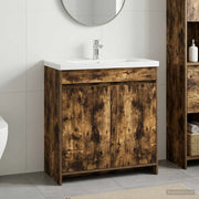 Mobiletto da Bagno Sotto Lavabo Rovere Fumo 78,5 x 37,5 x 81 cm 890788