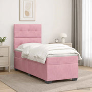 Letto box spring con materasso Rosa 80 x 200 cm Velluto 3453535