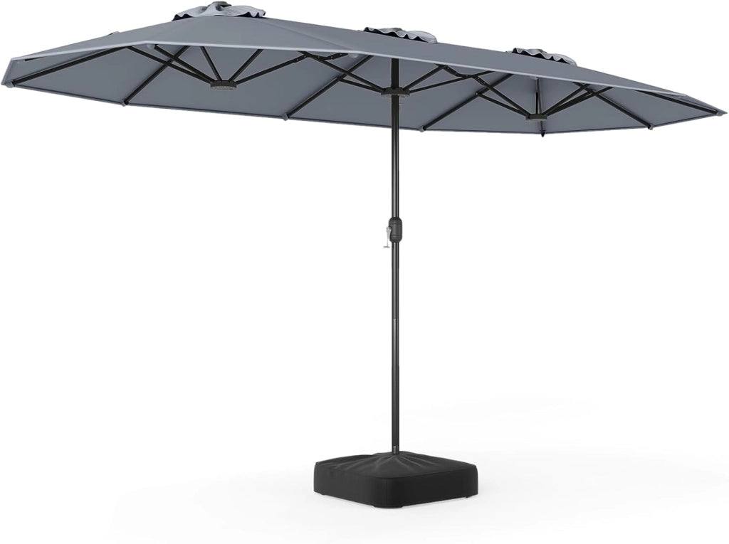 Ombrelloneda Giardino Doppio 400 x 200 cm, Ombrellone Rettangolare con Base, Anti-UV, con Manovella e 12 Stecche, per Giardino Piscina Patio (Arancione)