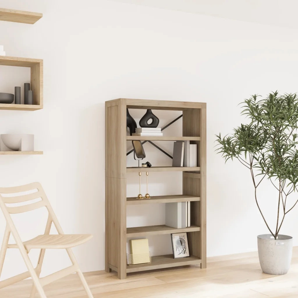 Libreria a 5 Ripiani 80x30x140 cm in Legno Massello di Acacia cod mxl 10278