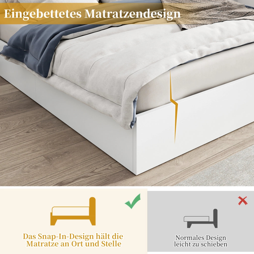 Letto matrimoniale 160x200 cm con USB, Bluetooth e LED