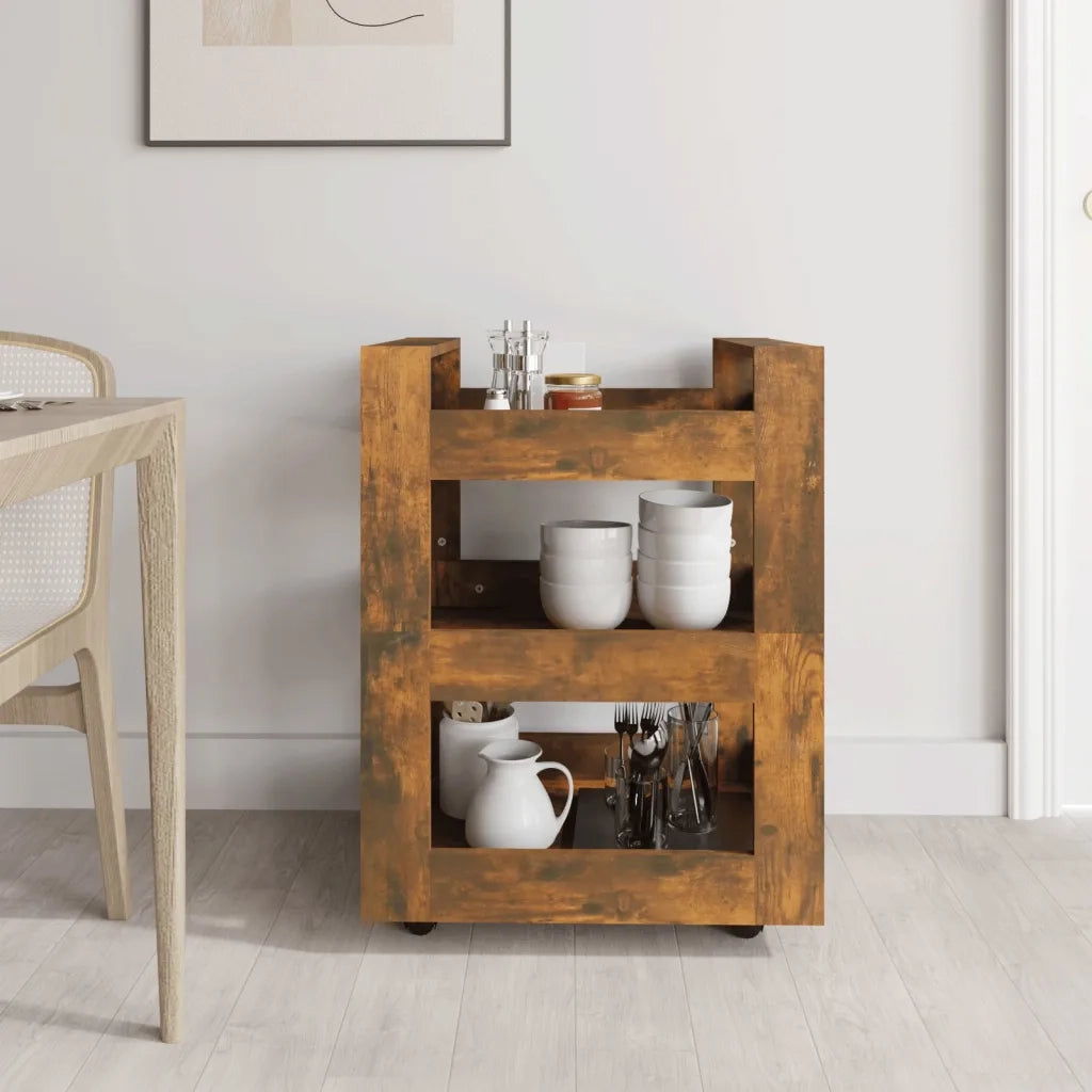 Carrello da Cucina rovere fumo 60x45x80 cm Legno Multistrato cod mxl 76745