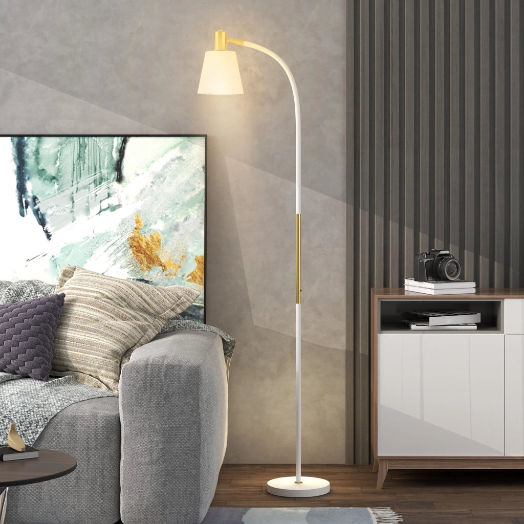 Lampada da Terra LED Regolabile ¨C Xylo ¨C Bianco e Oro 49x21x127-160 cm