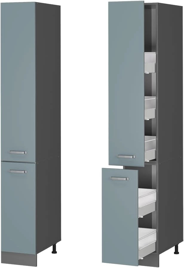 Armadio da farmacia R-Line, Grigio-blu, 30 cm, per la libera combinazione all'interno di sistemi cucina modulari
