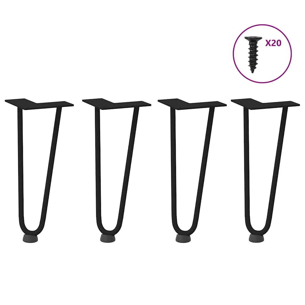 Set di 4 gambe a forcina per tavolino da caffè 30 x 12 x 12 cm con piedini antiscivolo stile moderno acciaio nero massiccio 02_0056715