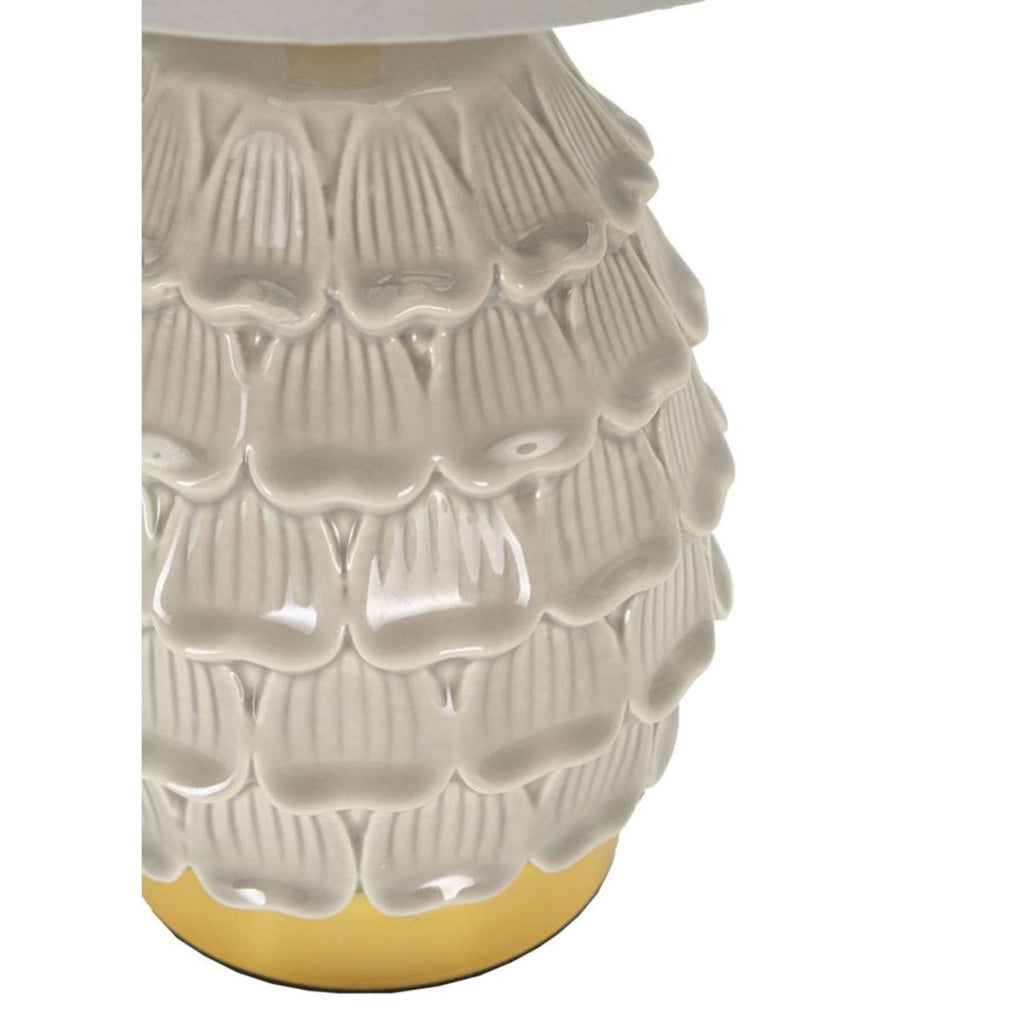 Lampada da Tavolo MF97, Beige, Ceramica, 15x15x30,5 cm, Seven Design
