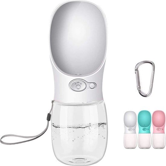 Dispensatore di acqua portatile per animali domestici - 350 ml - Antibatterico - Bianco