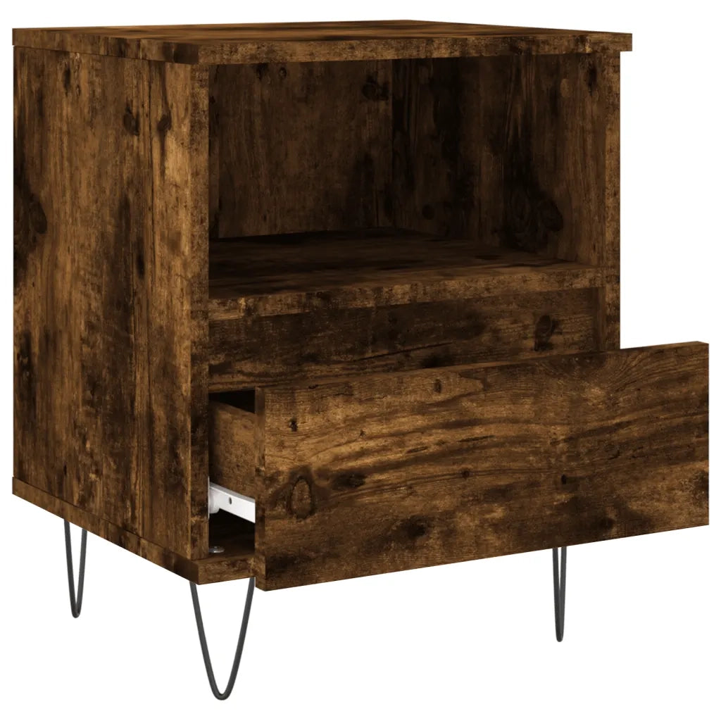 Comodino-Tavolino da notte Rovere Fumo 40x35x50 cm in Legno Multistrato 979422