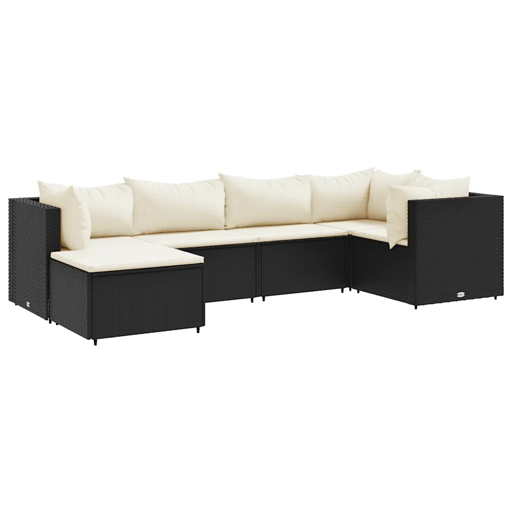 vidaXL Set Mobili da Giardino 6 pz con Cuscini in Polyrattan Nero