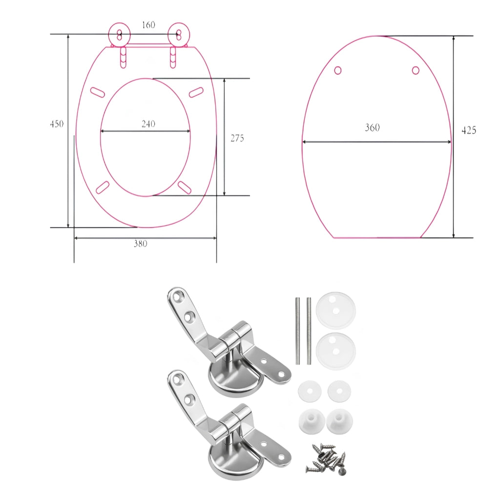 Em originale sedile copri wc igienico bianco universale tavoletta copriwater mdf rivestito cerniere regolabili