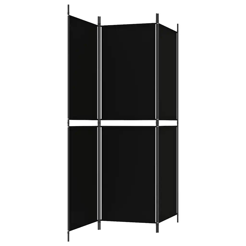 Divisorio Ambienti | Divider per stanze | Paravento a 3 Pannelli Nero 150x180 cm in Tessuto