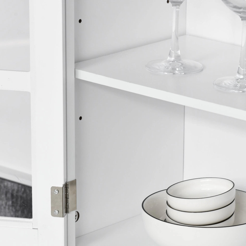 Mobile da Cucina Credenza con Ante e Cassetti 68x39,5x170 cm in Legno Bianca