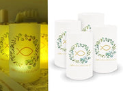 Luminaria a vento 10 cm - Luce da tavolo - Foglio - Adatto per candele da tavolo/LED - Ideale per la decorazione di tavola - Comunione/Confirmazione - Candela da tavolo