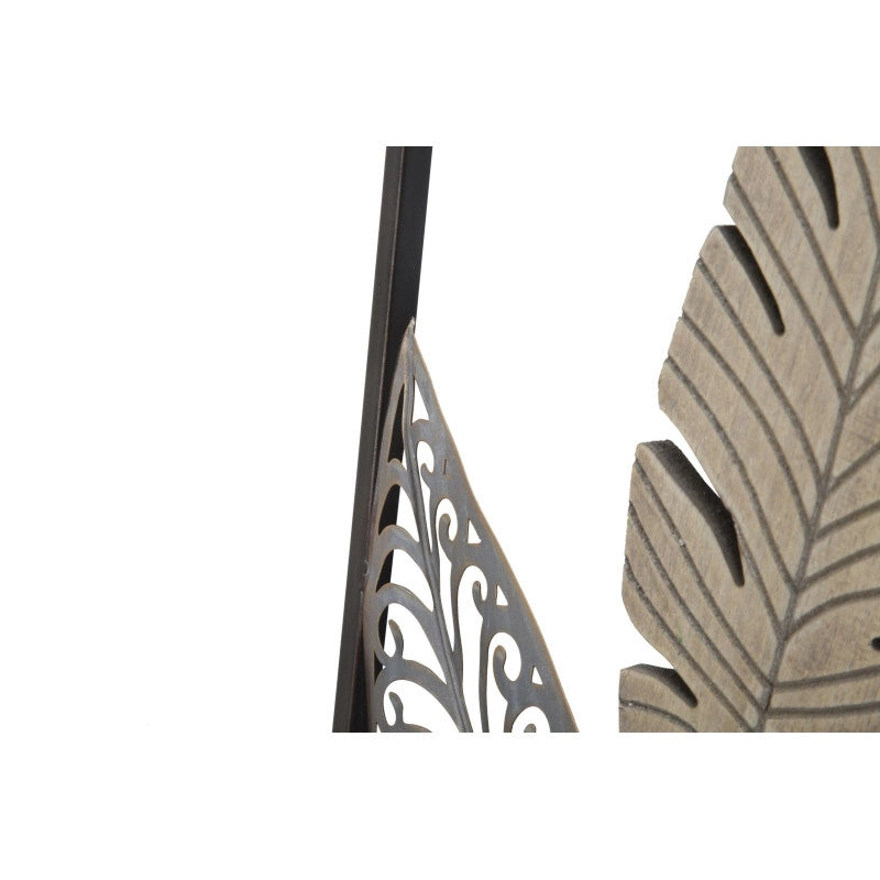 Pannello In Ferro E Legno Foglie -a- cm 30,5x1,90x91