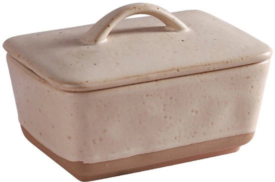 Botte di burro in stile europeo con coperchio - contenitore di burro - contenitore di burro con coperchio - scatola di burro - Scatola di burro quadrata in ceramica - 350 ml - Ceramica