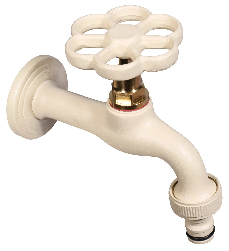 Rubinetto colorato in ottone con manopola a fiore Belfer Ø24mm Colore: Avorio