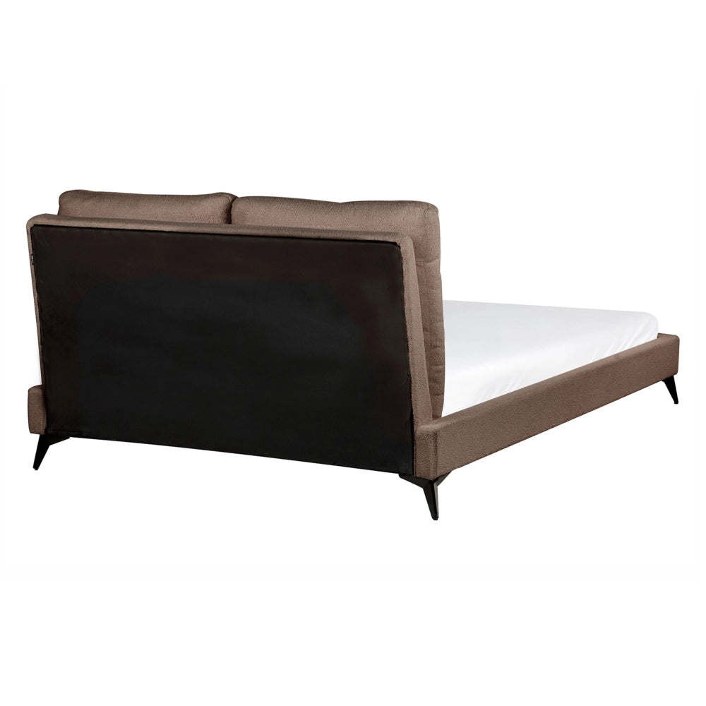 Letto matrimoniale imbottito in bouclè marrone 140 x 200 cm con rete a doghe stile moderno