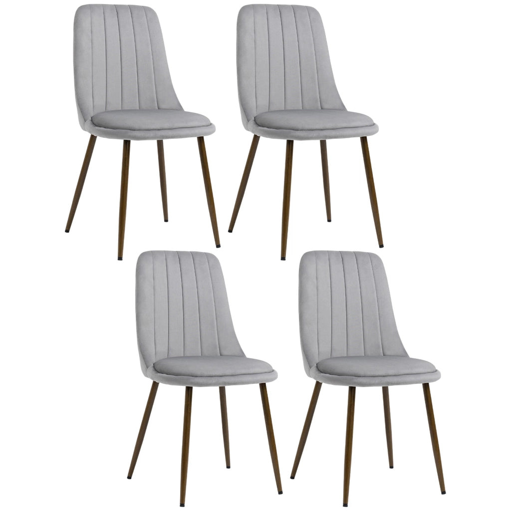 Set 4 Sedie Imbottite 47x55x86 cm in Poliestere e Acciaio Grigio