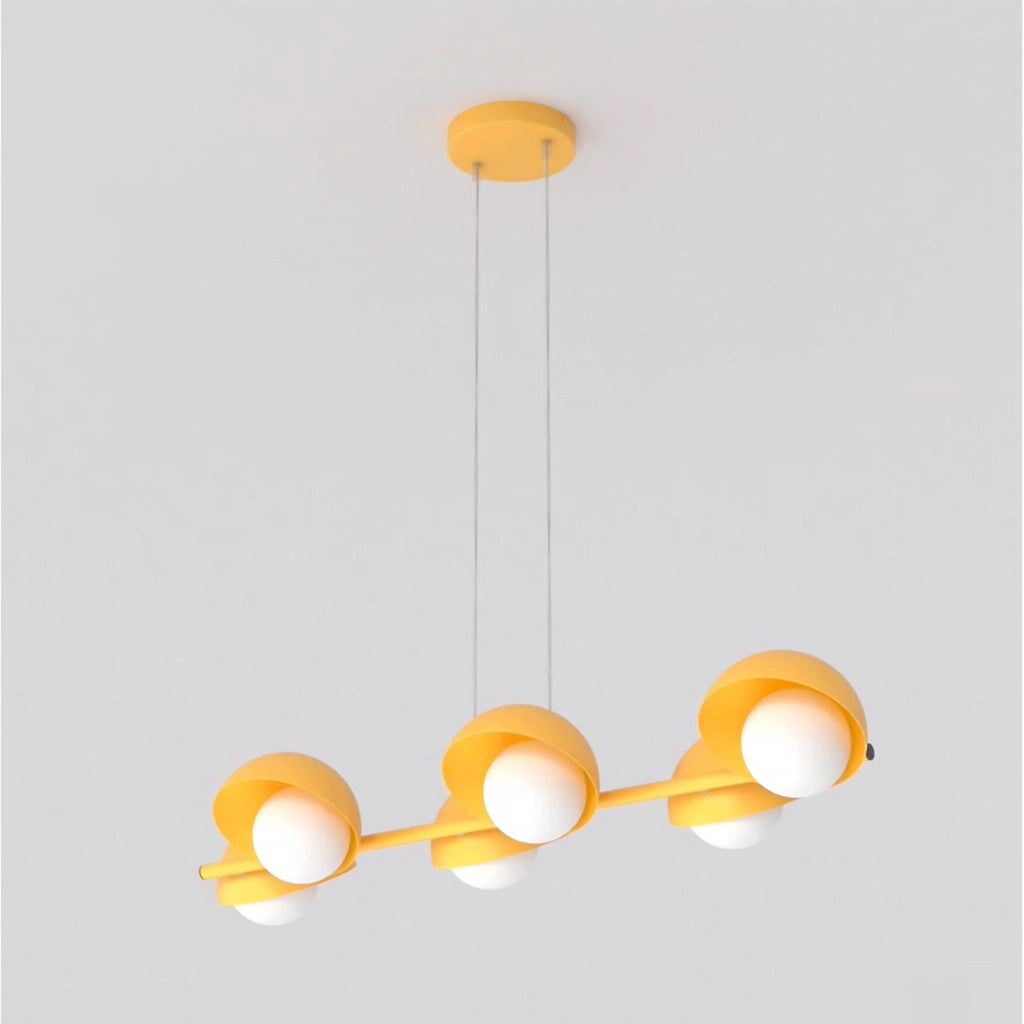 Lampada a sospensione Boom in acciaio arancione e vetro