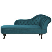Chaise Longue Velluto di colore Verde Acqua Versione Destra Stile Chesterfield soggiorno camera da letto