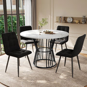 Set da pranzo 5 pezzi con tavolo rotondo Ø100 cm e 4 sedie in velluto