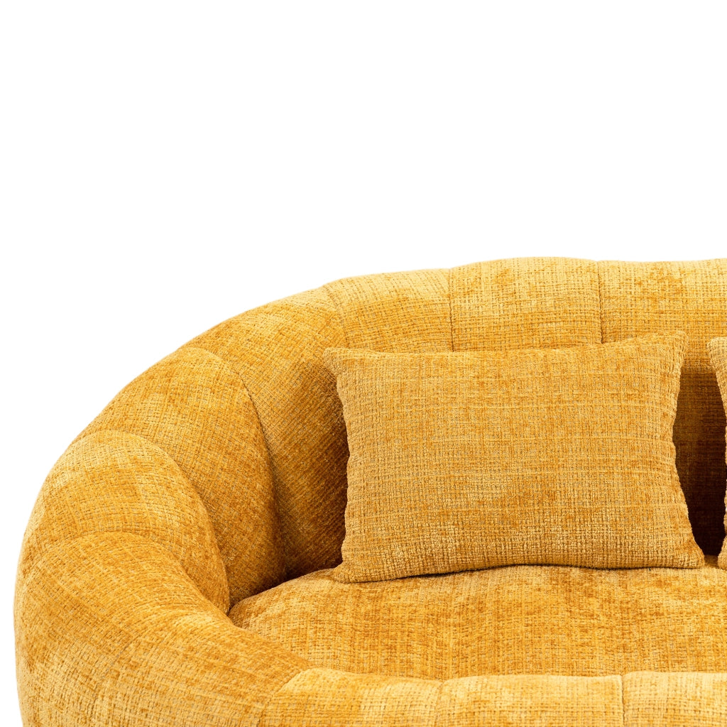 Divano Pouf Lazy Bag con Schienale Alto ¨C MINIMAL ¨C Giallo, Tessuto Chenille, per Adulti e Bambini