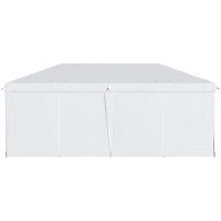 Gazebo 6x3 m Pieghevole da Giardino a 6 Pareti in Acciaio e tessuto Oxford con Funi e Picchetti, Bianco