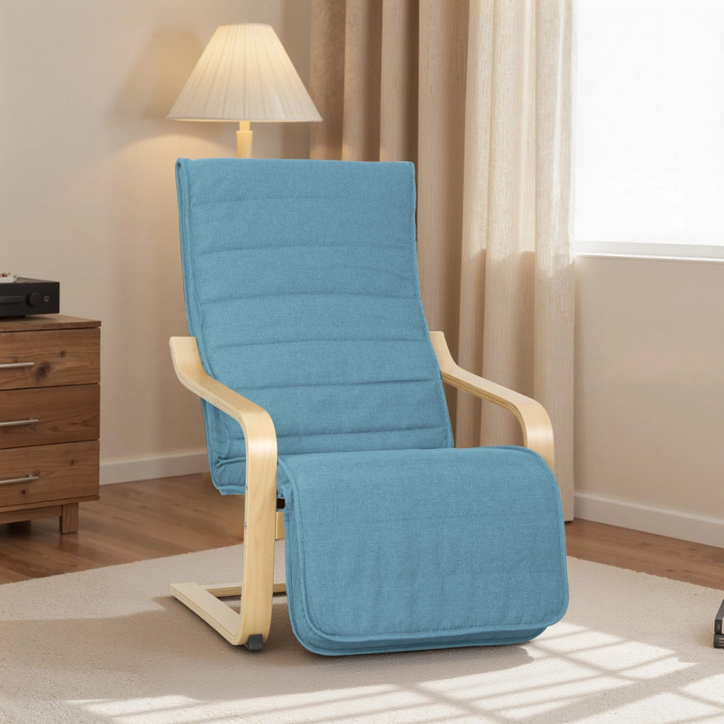 Poltrona Relax con Poggiapiedi Regolabile ¨C Zephmum ¨C 66,5x94x100cm Blu