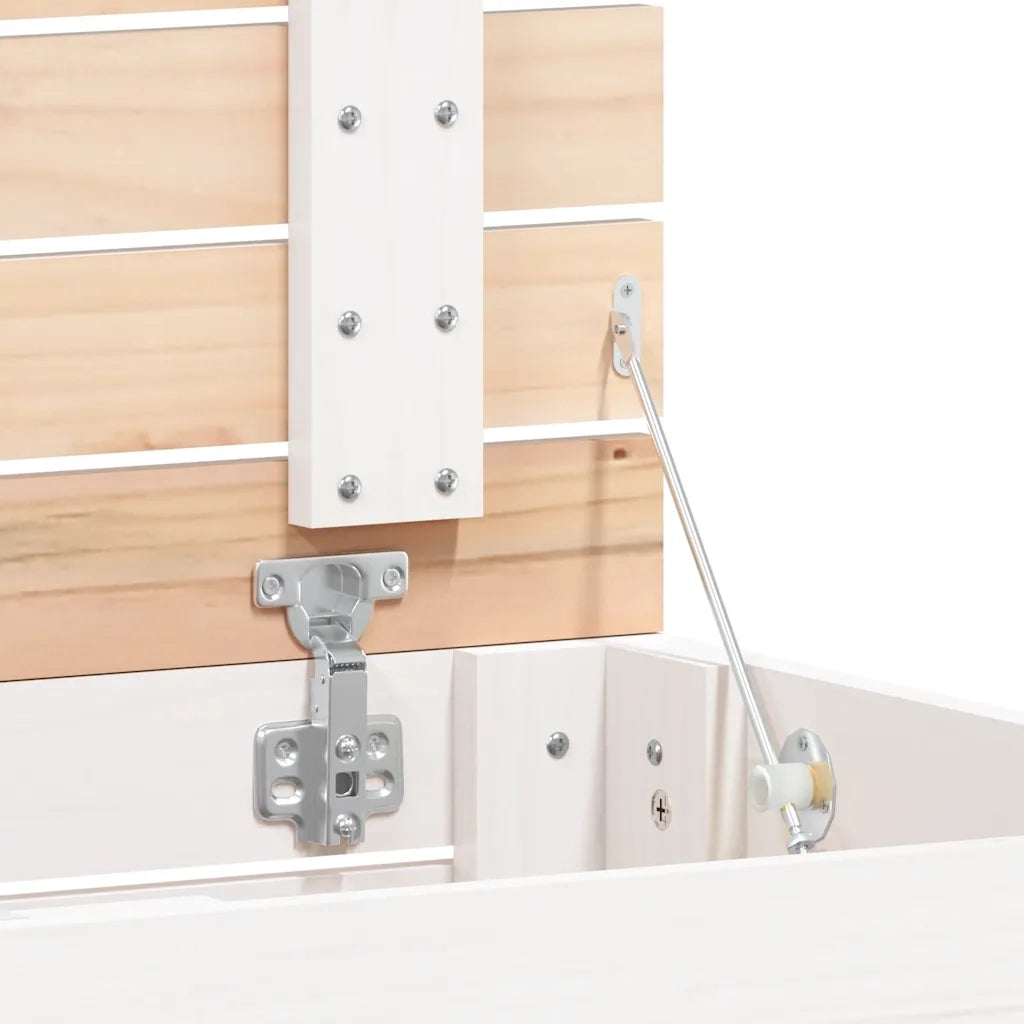 Cesto per Bucato Bianco 88,5x44x76 cm Legno Massello Pino 832324