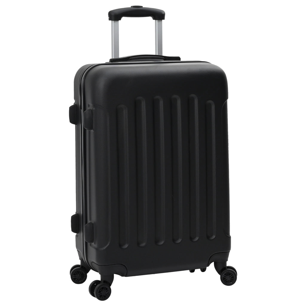 Set di valigie 3 pezzi in policarbonato rigido nero 20" 24" 28