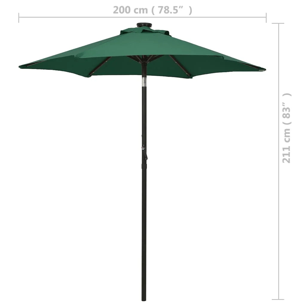 Ombrellone con luci LED verdi 200 x 211 cm alluminio 02_0008096