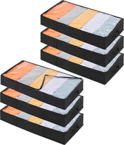 Organizzatori per la conservazione con coperchio - Cassetti per abbigliamento - Organizzatore per sotto il letto - Maniglia rinforzata - Coperte e scarpe - 65L Nero