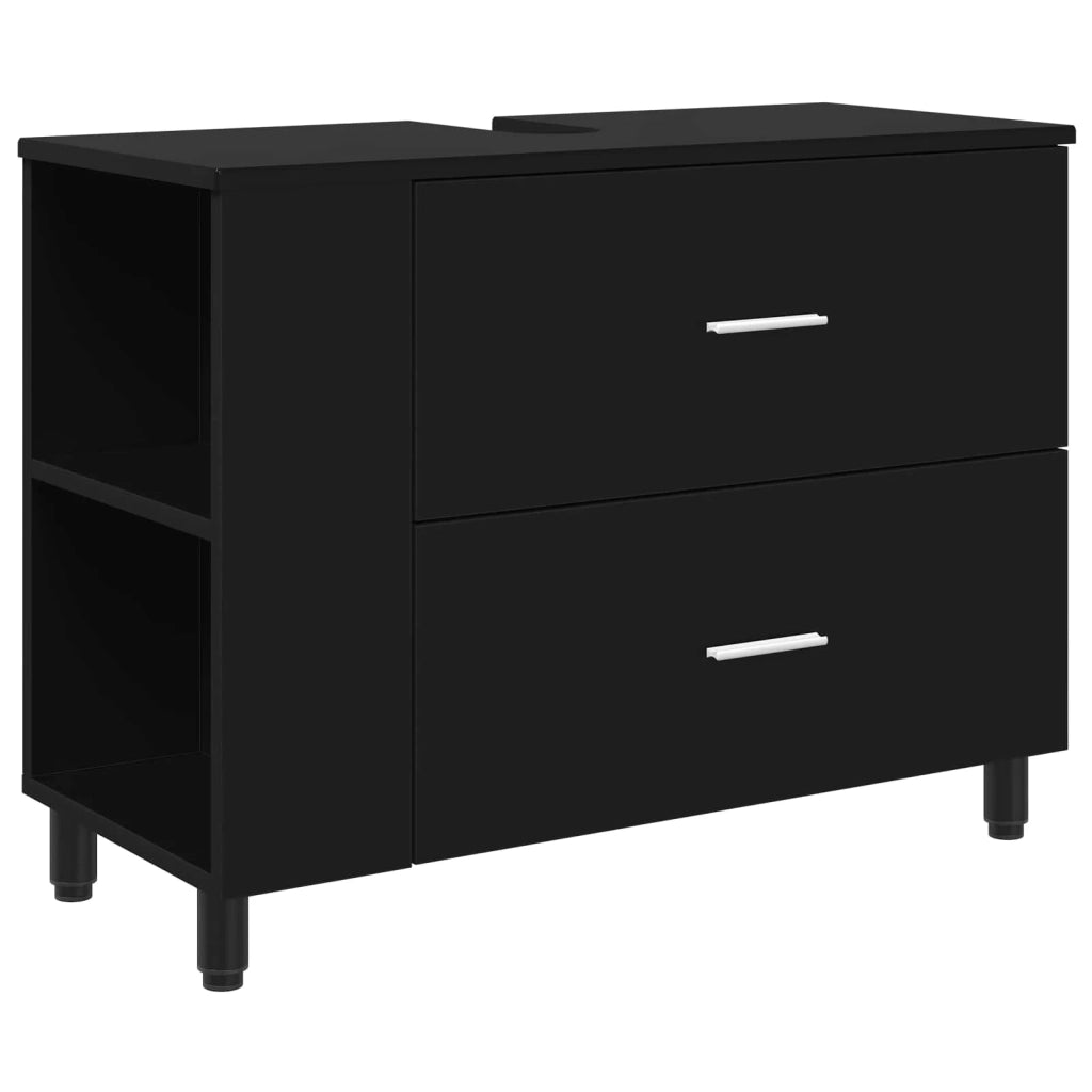 Mobiletto da bagno Nero 80 x 35 x 60 cm Legno ingegnerizzato 889386