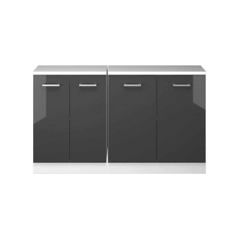 Set di mobili sottotetto Rion Antracite lucido/Bianco 140 cm Set di 2 carcasse armadio profondità 60 cm Vicco