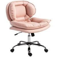 Sedia da Ufficio senza Braccioli, con Ruote e Altezza Regolabile 60x65x93 cm Rosa